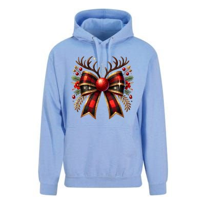 Christmas Reindeer Bow Cute Coquette Bow Xmas Gift Unisex Surf Hoodie