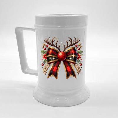 Christmas Reindeer Bow Cute Coquette Bow Xmas Gift Beer Stein