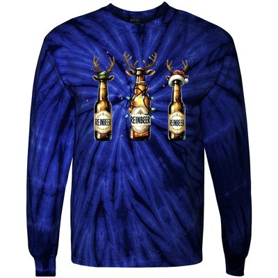 Christmas Reinbeer Beer Lover Tie-Dye Long Sleeve Shirt