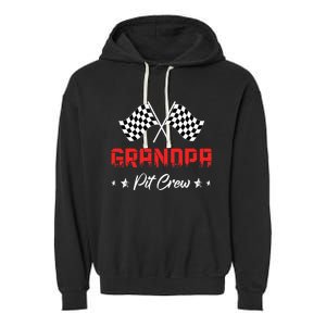 Car Racing Birthday Party Family Matching Grandpa Pit Crew Garment-Dyed Fleece Hoodie