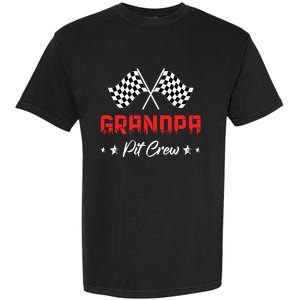 Car Racing Birthday Party Family Matching Grandpa Pit Crew Garment-Dyed Heavyweight T-Shirt