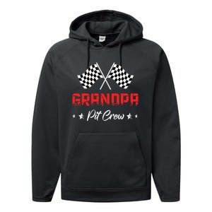 Car Racing Birthday Party Family Matching Grandpa Pit Crew Performance Fleece Hoodie