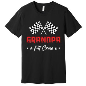 Car Racing Birthday Party Family Matching Grandpa Pit Crew Premium T-Shirt