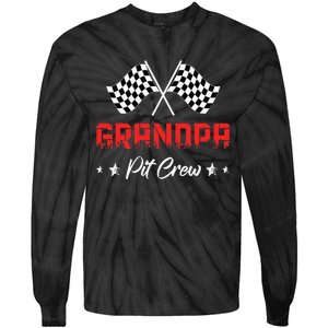 Car Racing Birthday Party Family Matching Grandpa Pit Crew Tie-Dye Long Sleeve Shirt