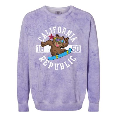 California Republic Bear Snowboarder Snowboarding Snowboard Cute Gift Colorblast Crewneck Sweatshirt