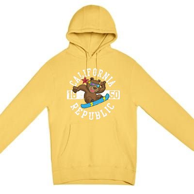 California Republic Bear Snowboarder Snowboarding Snowboard Cute Gift Premium Pullover Hoodie