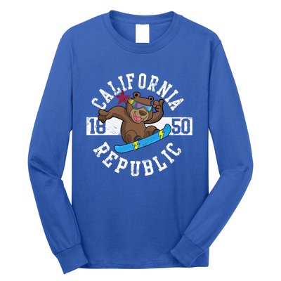 California Republic Bear Snowboarder Snowboarding Snowboard Cute Gift Long Sleeve Shirt