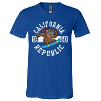 California Republic Bear Snowboarder Snowboarding Snowboard Cute Gift V-Neck T-Shirt