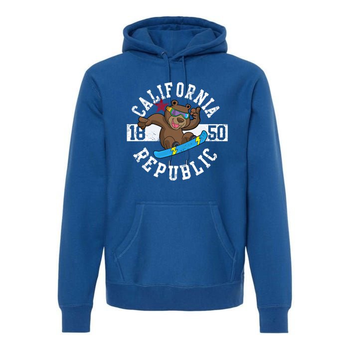 California Republic Bear Snowboarder Snowboarding Snowboard Cute Gift Premium Hoodie