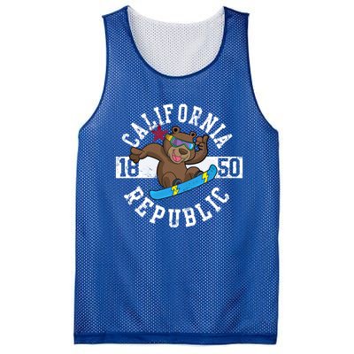 California Republic Bear Snowboarder Snowboarding Snowboard Cute Gift Mesh Reversible Basketball Jersey Tank