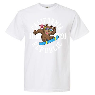 California Republic Bear Snowboarder Snowboarding Snowboard Cute Gift Garment-Dyed Heavyweight T-Shirt