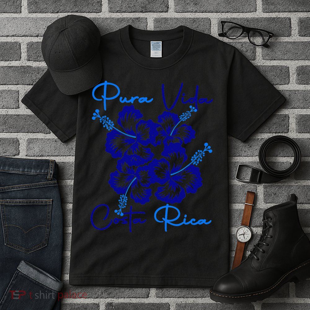 Costa Rica Beach Pura Vida Tropical Flower Family Vacation Tall T-Shirt