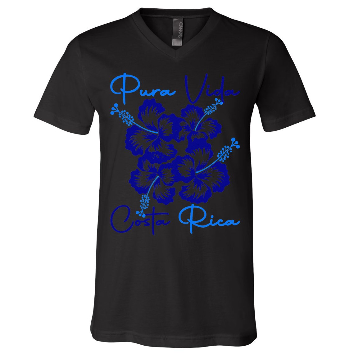 Costa Rica Beach Pura Vida Tropical Flower Family Vacation V-Neck T-Shirt