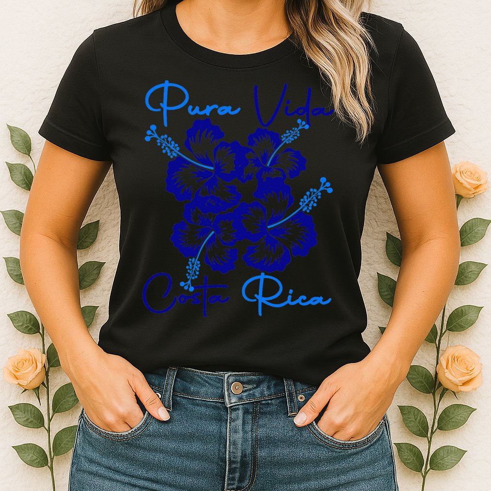 Costa Rica Beach Pura Vida Tropical Flower Family Vacation Womens T-Shirt
