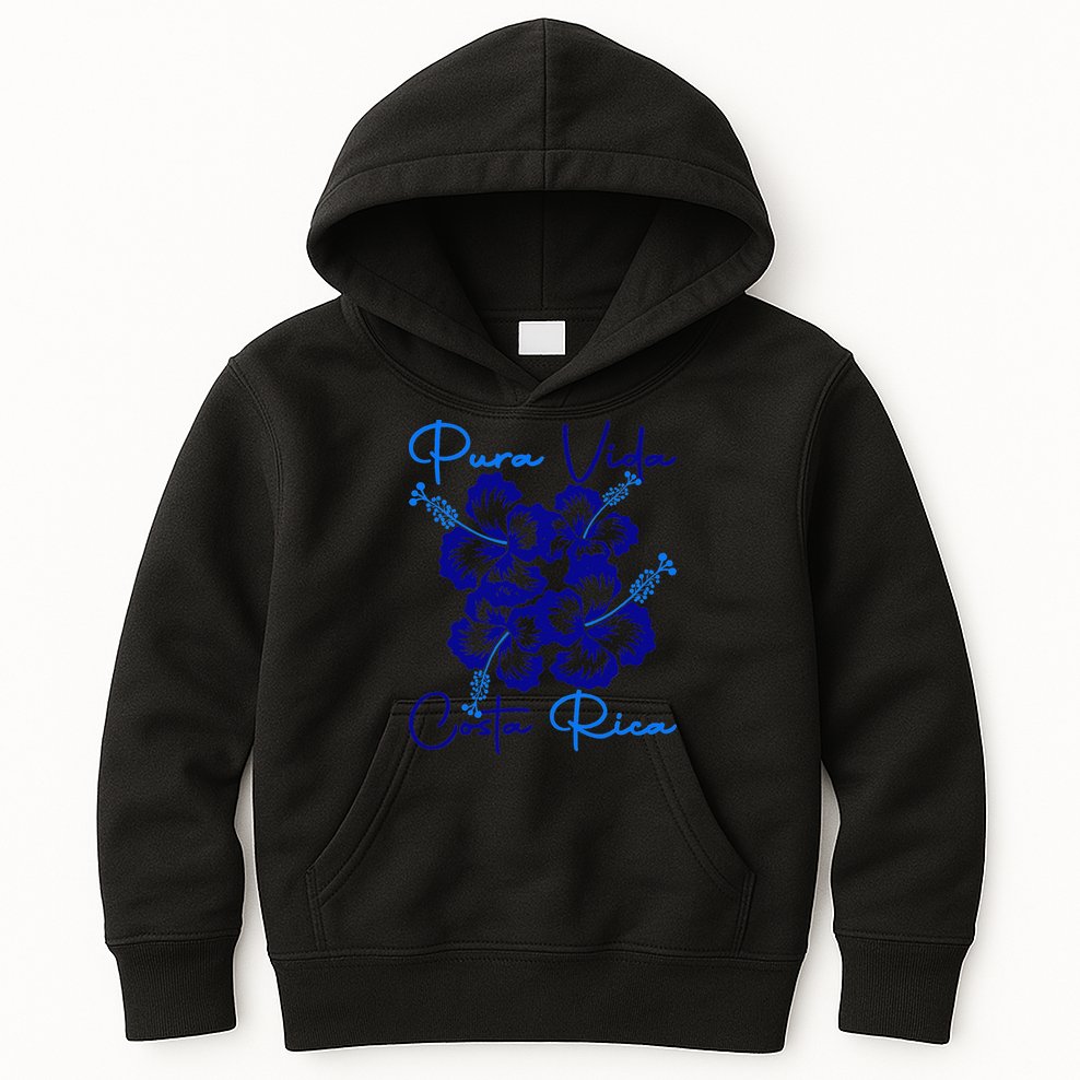 Costa Rica Beach Pura Vida Tropical Flower Family Vacation Kids Hoodie