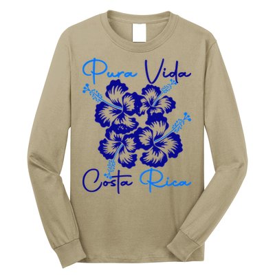 Costa Rica Beach Pura Vida Tropical Flower Family Vacation Long Sleeve Shirt