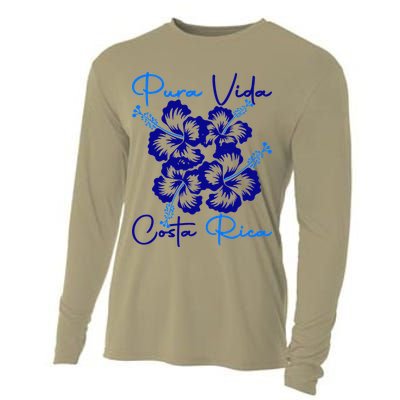 Costa Rica Beach Pura Vida Tropical Flower Family Vacation Cooling Performance Long Sleeve Crew