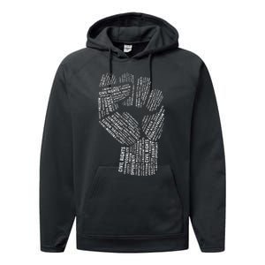 Civil Rights Black Power Fist March For Justice Performance Fleece Hoodie