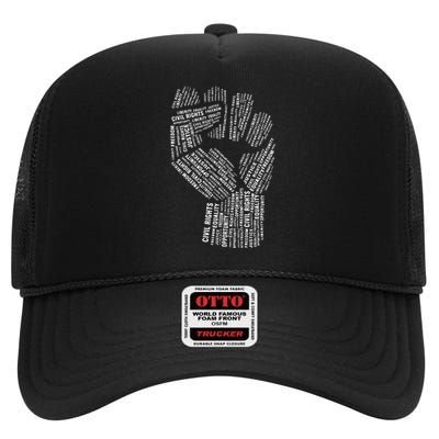 Civil Rights Black Power Fist March For Justice High Crown Mesh Back Trucker Hat