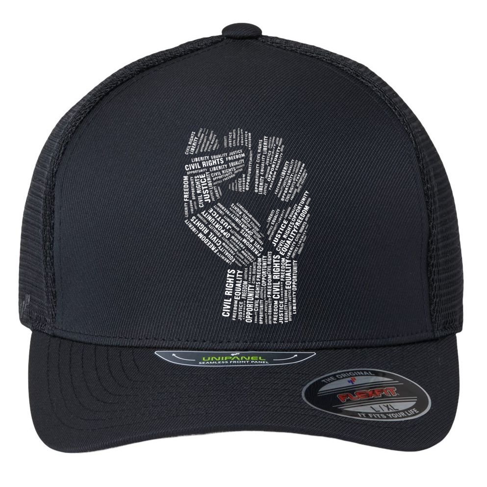 Civil Rights Black Power Fist March For Justice Flexfit Unipanel Trucker Cap
