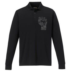 Civil Rights Black Power Fist March For Justice Performance Long Sleeve Polo