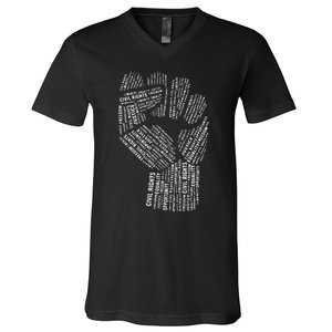 Civil Rights Black Power Fist March For Justice V-Neck T-Shirt