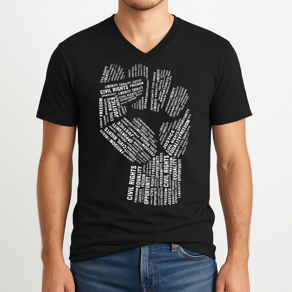 Civil Rights Black Power Fist March For Justice V-Neck T-Shirt