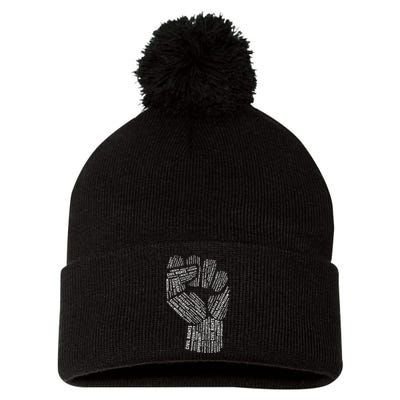 Civil Rights Black Power Fist March For Justice Pom Pom 12in Knit Beanie