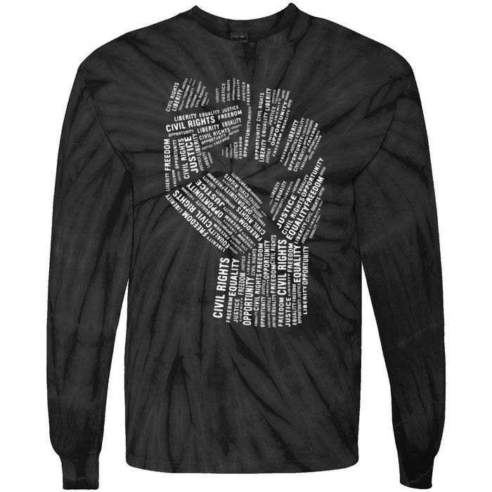 Civil Rights Black Power Fist March For Justice Tie-Dye Long Sleeve Shirt