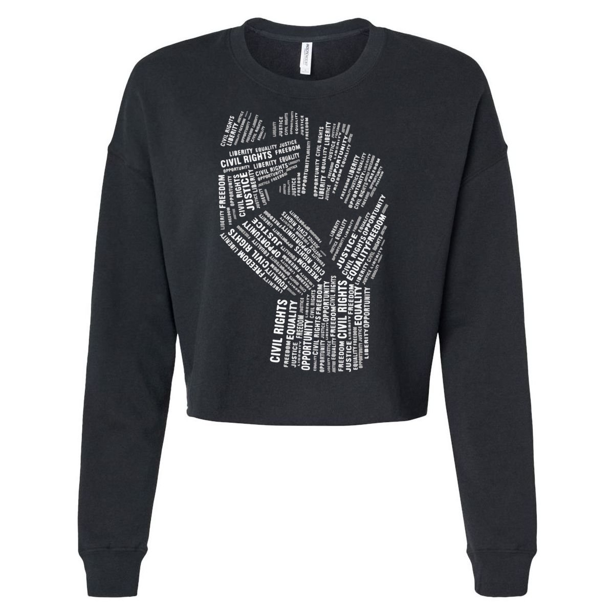 Civil Rights Black Power Fist March For Justice Cropped Pullover Crew