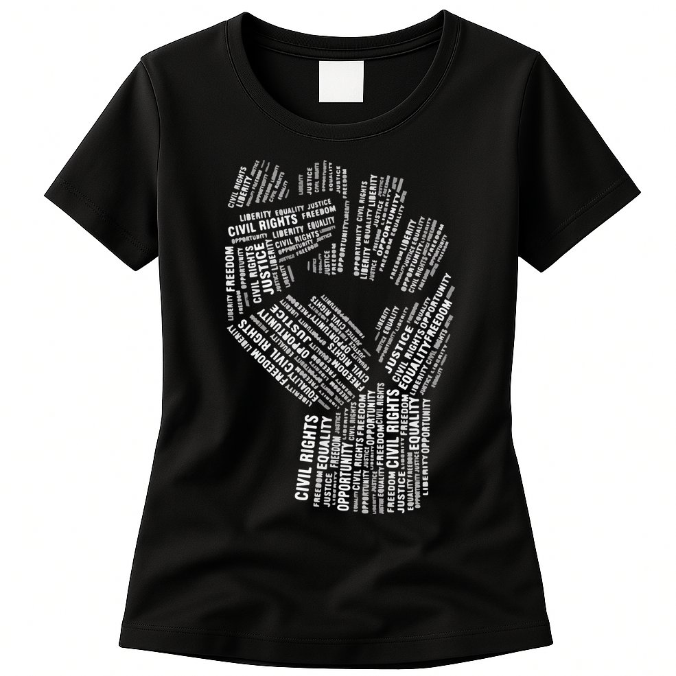 Civil Rights Black Power Fist March For Justice Womens T-Shirt