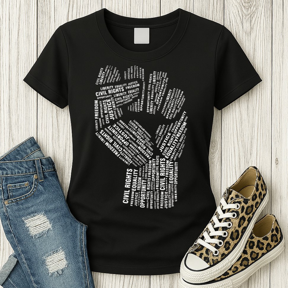 Civil Rights Black Power Fist March For Justice Womens T-Shirt