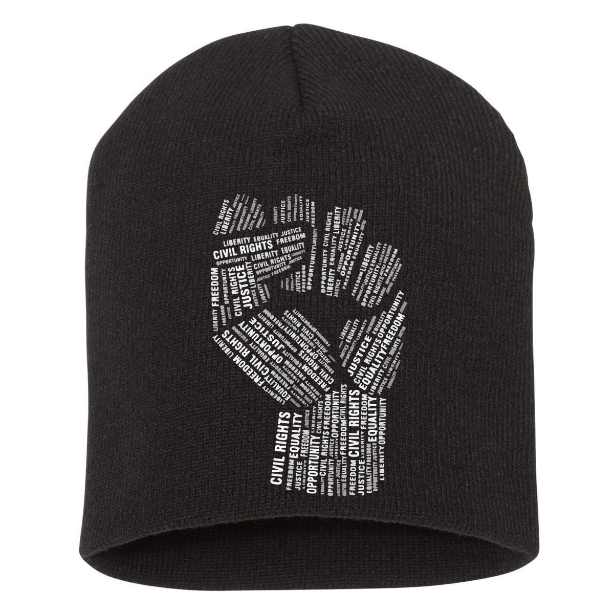 Civil Rights Black Power Fist March For Justice Short Acrylic Beanie