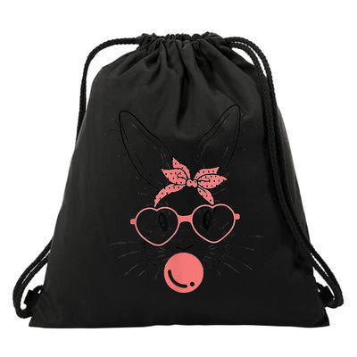 Cute Rabbit Bunny Blowing Bubble Gum Easter Day Drawstring Bag