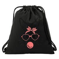 Cute Rabbit Bunny Blowing Bubble Gum Easter Day Drawstring Bag
