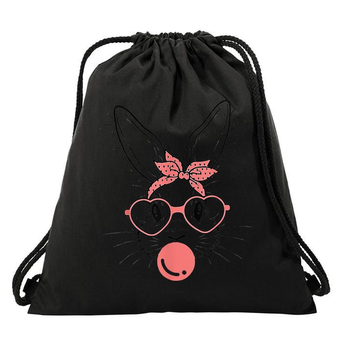Cute Rabbit Bunny Blowing Bubble Gum Easter Day Drawstring Bag