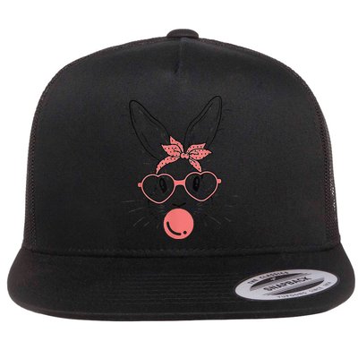 Cute Rabbit Bunny Blowing Bubble Gum Easter Day Flatbill Hat