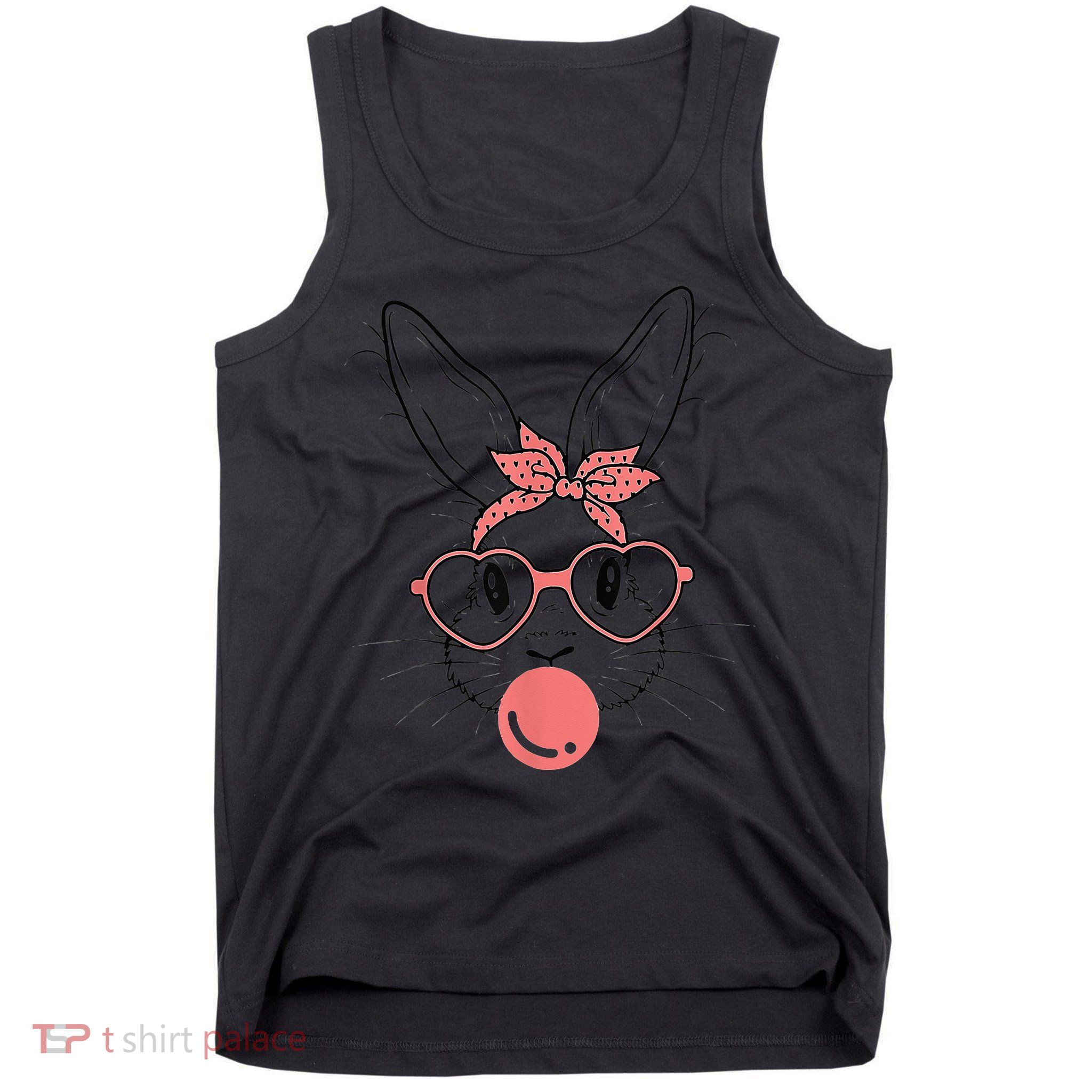 Cute Rabbit Bunny Blowing Bubble Gum Easter Day Tank Top