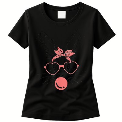 Cute Rabbit Bunny Blowing Bubble Gum Easter Day Womens T-Shirt