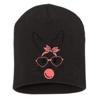 Cute Rabbit Bunny Blowing Bubble Gum Easter Day Short Acrylic Beanie