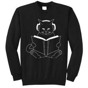 Cat Reading Book With Headphones Sweatshirt