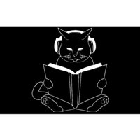 Cat Reading Book With Headphones Bumper Sticker