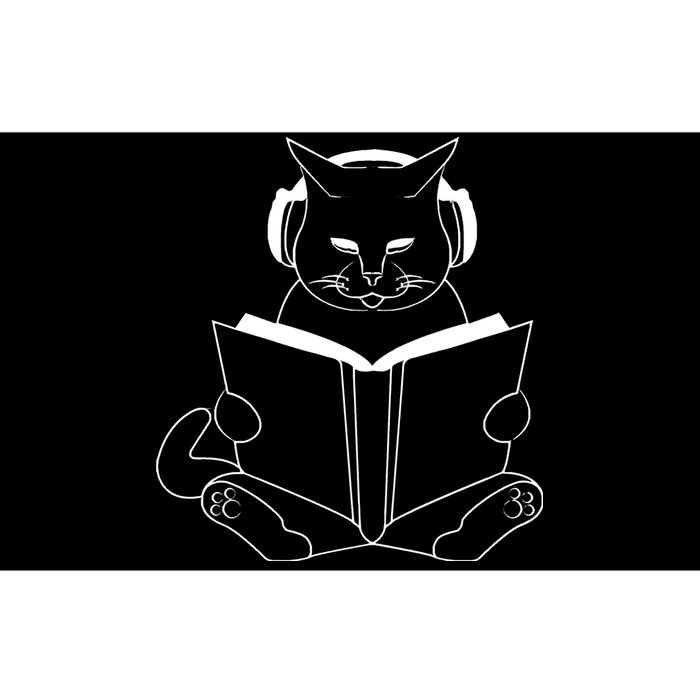 Cat Reading Book With Headphones Bumper Sticker