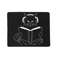 Cat Reading Book With Headphones Mousepad