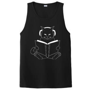 Cat Reading Book With Headphones PosiCharge Competitor Tank