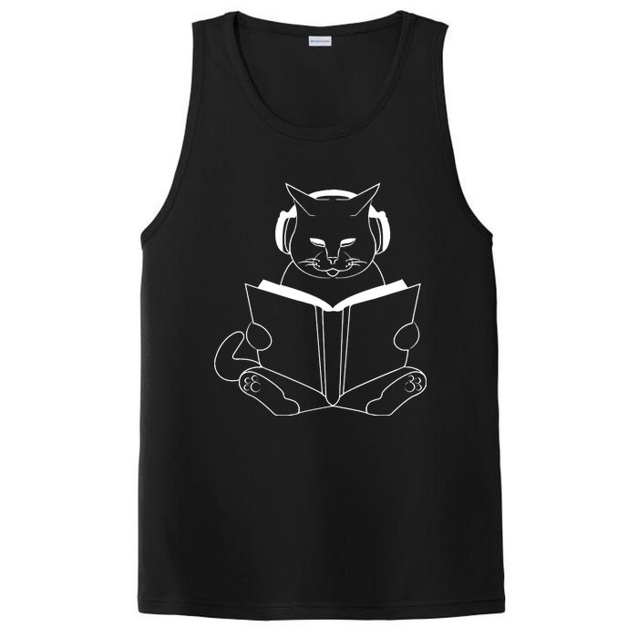 Cat Reading Book With Headphones PosiCharge Competitor Tank