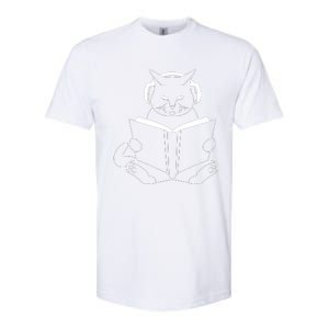 Cat Reading Book With Headphones Softstyle CVC T-Shirt