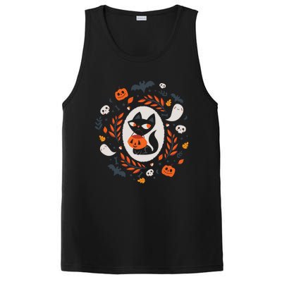 Cute Retro Black Cat Fall Halloween Cool Gift PosiCharge Competitor Tank