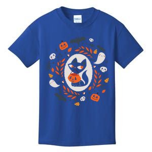 Cute Retro Black Cat Fall Halloween Cool Gift Kids T-Shirt