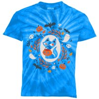 Cute Retro Black Cat Fall Halloween Cool Gift Kids Tie-Dye T-Shirt